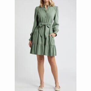 Caslon Long Sleeve Cotton Belted Dress